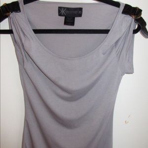 Kardashian Kollection Gray Top with Buckles XS